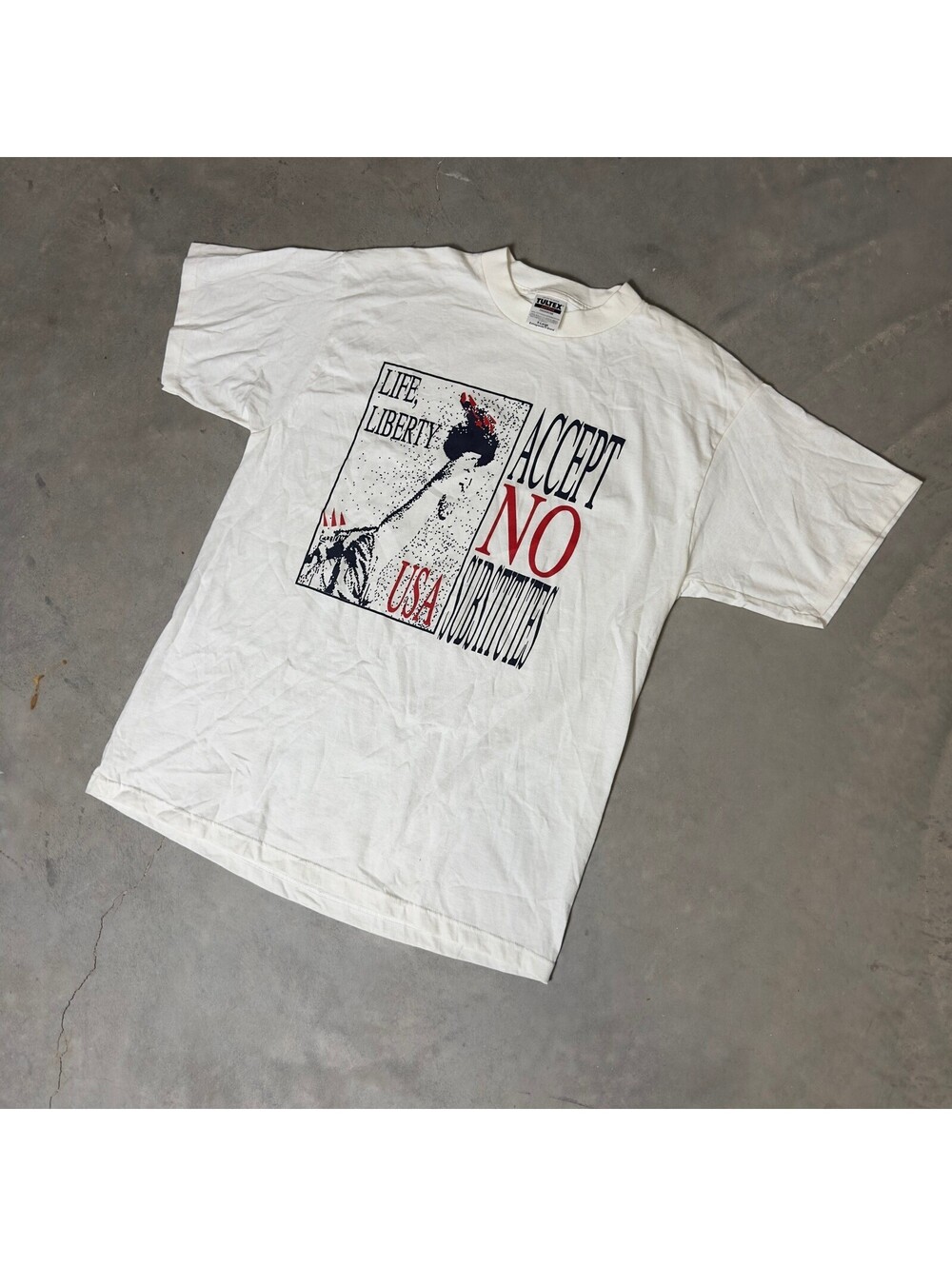 Vintage Tultex Graphic T-Shirt Mens XL White 90s USA Tee